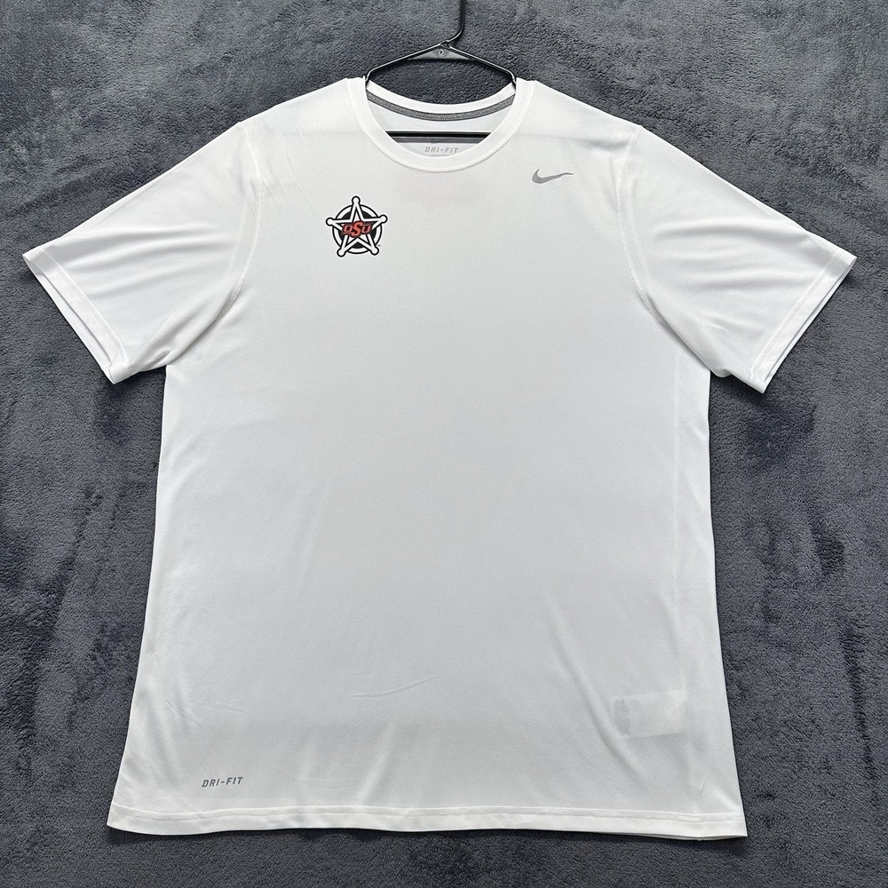 Nike Dri-FIT Oklahoma State Cowboys Shirt Mens XL OSU White Short Sleeve Pokes